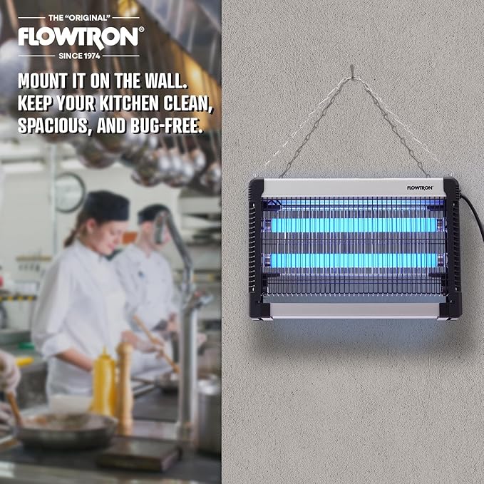 Flowtron Indoor Bug Zapper: 3000V Electric Insect Killer & Mosquito Trap - 800 Sq Ft Coverage - 20W Dual UV Light Fly Zapper for Kitchen, Bedroom, RV & Restaurant - Safe Gnat & Moth Killer