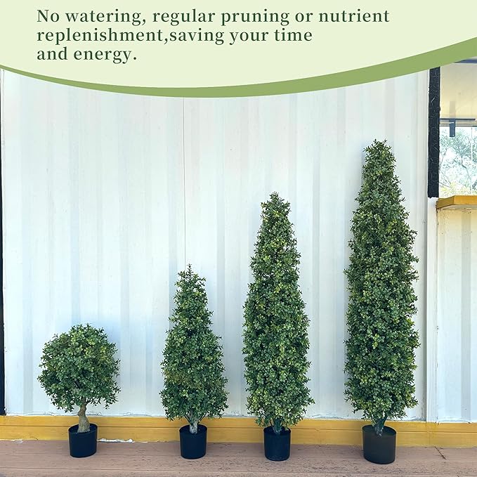 Yuwinron Artificial Boxwood Topiary Tree 5FT Fake Topiary Tree Faux Potted Topiary Plant for Porch Home Garden Decor 2Pack