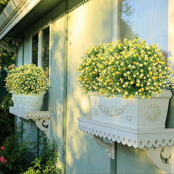 Suncalla Set of 2 Artificial Camellia Topiary Ball Tree Fake Bushes Shrubs Outdoor Faux Plant with Ground Spike 26 x 18 Inch Flowers UV Resistance Greenery for Front Porch Garden Patio Indoor