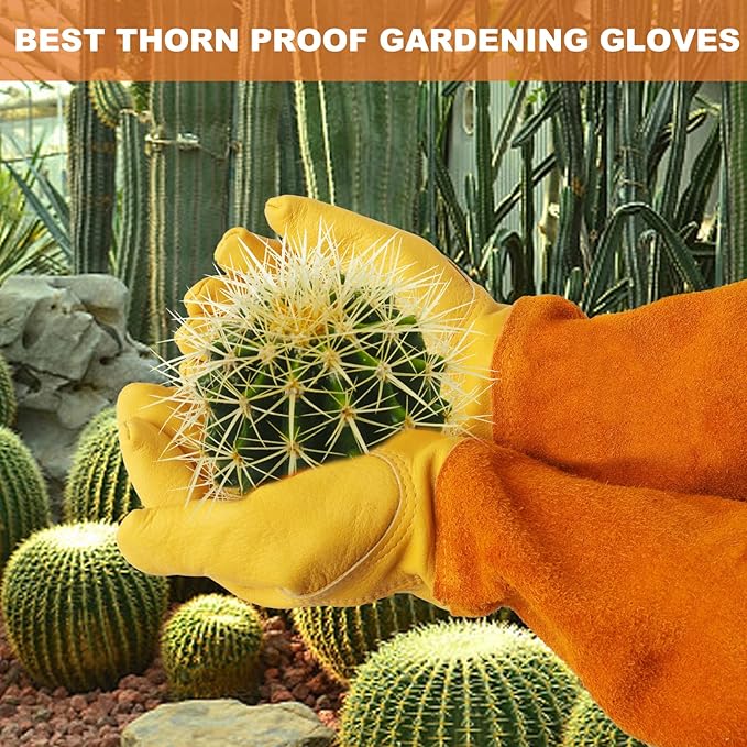 SLARMOR Long Gardening-Gloves Women/Men-Thorn proof Rose Pruning Heavy Duty Gauntlet, Best Garden Gifts for Gardener-L