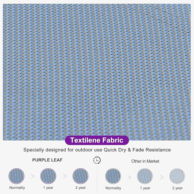 PURPLE LEAF Patio Chaise Lounge Set for 2 Outdoor Chaise Lounger Chair with Aluminum Frame and Easy-to-Move Wheels Pool Lounge Chairs for Deck Yard Poolside Table Included, Indigo