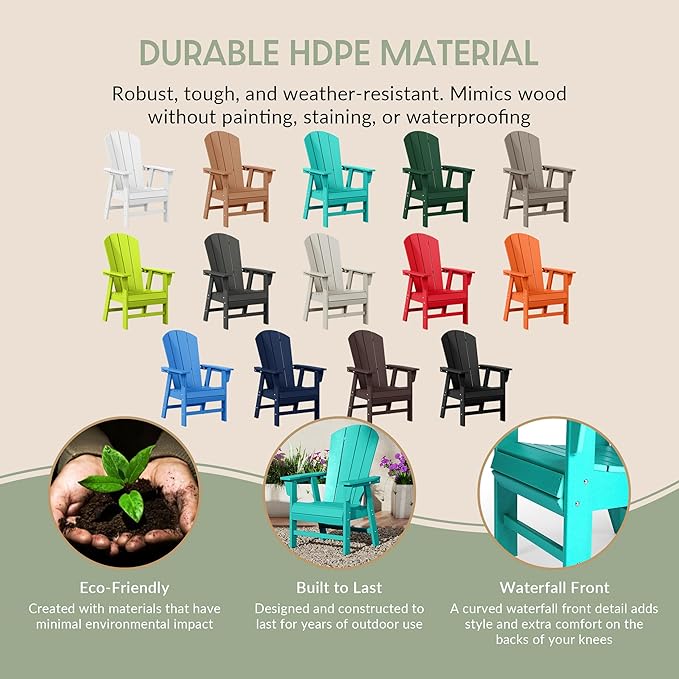 WestinTrends Malibu Malibu Outdoor Patio HDPE Plastic Adirondack Dining Chair Turquoise