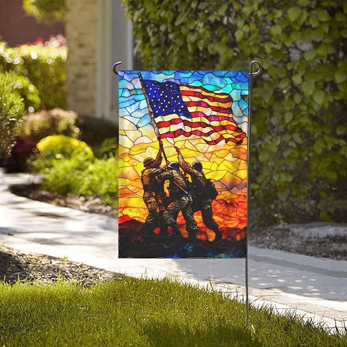 4th of July Garden Flag Independence Day Decorations Vertical Double Sided Outdoor Yard Flags 12.5x18 Inch Burlap Banners for House Lawn