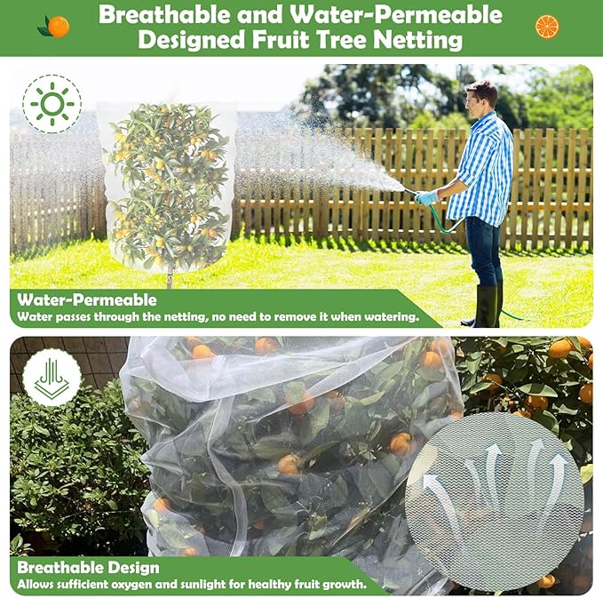 6 Pack Blueberry Bush Netting Cover, Bird Netting for Blueberry Bushes, Garden Netting Insect Pest Barrier with Drawstring, Plant Fruit Tree Netting Net for Garden Protection 3.3Ft x 2.7Ft