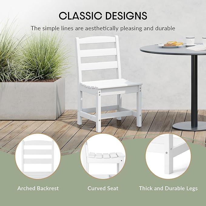 WestinTrends Ashore Outdoor HDPE Patio Classic Armless Dining Side Chair, White