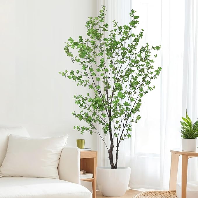 Artificial Enkianthus Tree 7FT(84in) Tall Faux Tree with Large Trunks and Realistic Leaves, Fake Enkianthus Trees Floor Potted Plants for Home Office Living Room Indoor Outdoor Decor (7feet,1Pack)