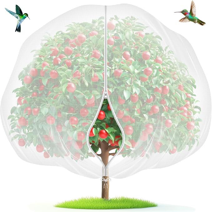 Fruit Tree Netting with Zipper & Drawstring - 4'x6' Garden Plant Net Pest Barrier 0.16 oz/ft to Prevent Cicadas Bird Squirrel Deer - Bug Protection for Blueberry Tomato with Fine Mesh Insect Cover