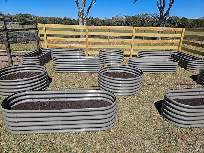 A ANLEOLIFE 2 Set Heart-Shaped Galvanized Raised Garden Beds Outdoor,81x81x18in Large Metal Planter Box for Planting Vegetables Flowers Herb, Anti-Rust & Easy-Setup, Quartz Grey