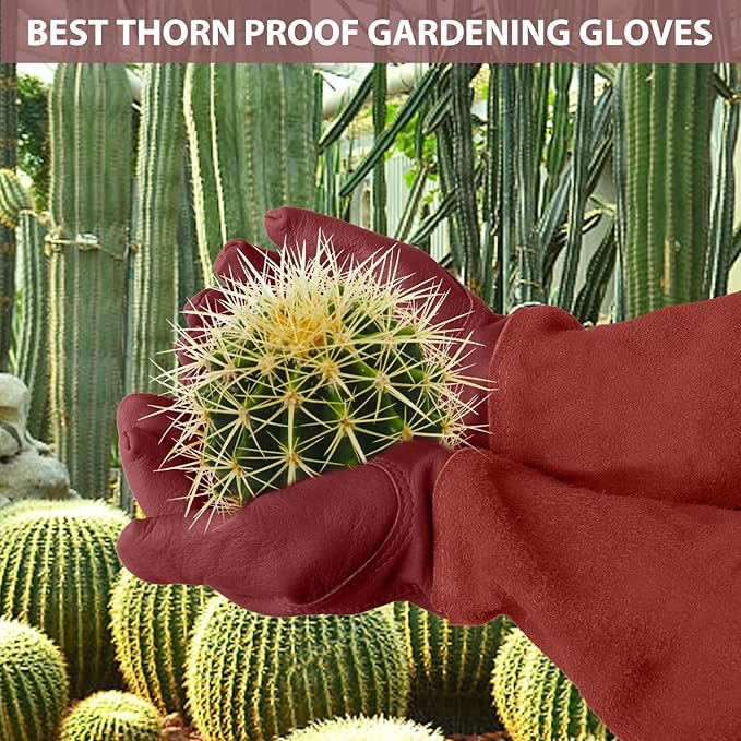 SLARMOR Long Gardening-Gloves Women/Men-Thorn proof Rose Pruning Heavy Duty Gauntlet, Best Garden Gifts for Gardener-L