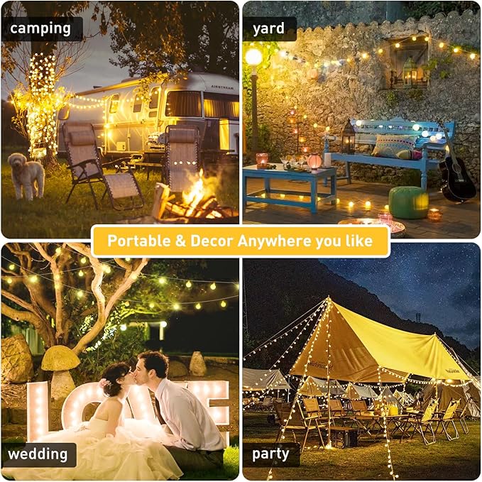 JMEXSUSS Globe Battery Operated Christmas Lights Indoor, 100 LED Battery Powered String Lights Outdoor Waterproof, 33ft Christmas String Light with Remote Timer for Bedroom Camping Decor, Warm White