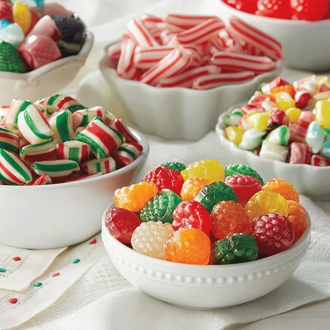 The Swiss Colony Traditional Christmas Candy Tin - 1 lb. 14 oz. Net Wt.: Old Fashioned Hard Candy Mix, Raspberry Drops, Pillows - Perfect Sweets Gift Box for All Occasions & Grandparents