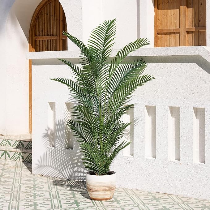 VeriNatural Artificial Palm Tree 6FT Tall Palm Trees UV Resistant Fake Plant Large Potted Faux Tropical Areca Palm Floor Plants for Indoor Outdoor Home Living Room Porch Patio Decor 2 Pack, VN125
