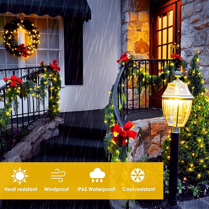 2-Pack Solar String Lights for Outside, Total 200LED Solar Fairy Lights Waterproof, Outdoor Twinkle Lights Copper Wire 8 Modes Solar Powered Lights for Xmas Tree Garden Party Wedding Decor(Warm White)