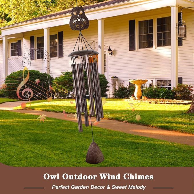 Doopeer Wind Chimes, 37" Owl Wind Chimes for Outside Garden Patio Yard Decor, Deep Tone Windchimes for Mom Women Grandma Wife, Gifts for Christmas, Mother's Day, Housewarming, Retirement