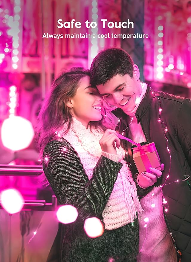 Fairy Lights Plug in, 33Feet 100 LEDs USB Twinkle String Lights with Remote and Timer, Waterproof 8 Modes for Bedroom Indoor Wreath DIY Wedding Holiday Christmas Valentine's Day Decoration, Pink
