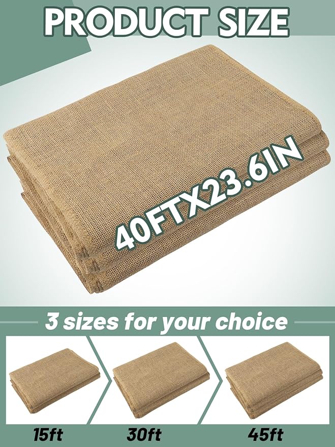ANPHSIN 40ftx23.6in Natural Burlap Plant Covers Freeze Protection - Winter Frost Blankets Cloth Fabric Roll for Outdoor Bushes Trees Potted Plants Cold Weather