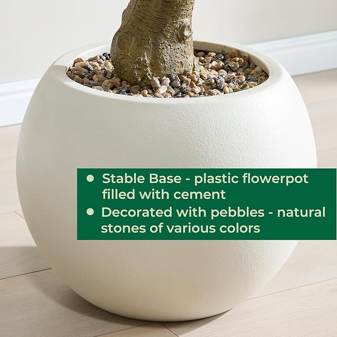 7.5 FT Large Luxury Artificial Olive Tree, Tall Faux Olive Tree with White Pot, Extra Lush Stereoscopic Shape, 5 Minutes Easy Set-up, Realistic Trunks and Lifelike Leaves & Fruits, Home Office Décor