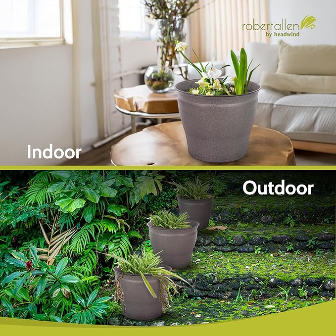 Headwind Natural Ironstone Timberline Collection - 12" Cappuccino Decorative Planter for Outdoor Pots for Plants – Modern Indoor Plant Pots, Large & Small Planters for Indoor Plants by Robert Allen