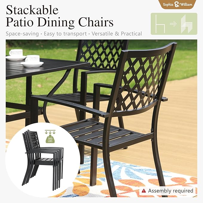 Sophia & William Patio Table and Chairs Set, Outdoor Dining Set for 8, 9 Piece Metal Patio Furniture, 99" Expandable Rectangular Table with Wood-Like Tabletop(Diamond)