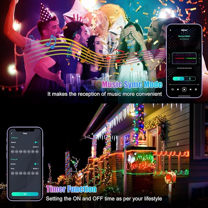100 LEDs RGB Smart IC Fairy Lights, [APP & Remote Control] 33FT/10M Multicolor String Lights Indoor, USB Powered & IP65 Waterproof, Christmas Light Decoration for Outdoor, Christmas, Bedroom