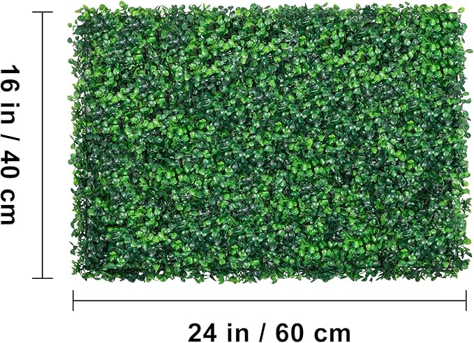 VEVOR 24PCS Artificial Boxwood Panels, 24 x 16 in 1.6 in Sun Protected Boxwood Hedge Wall Panel, Green Fake Grass Backdrop Wall for Privacy Fence Decor Indoor Outdoor Garden Backyard