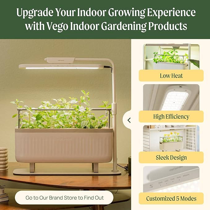 Vego Garden 2 Pack Herb Indoor Plant Box, Self Watering Planters Pots with Trellis for Kitchen Window Sill or Countertop Plants Cage - Sage Green