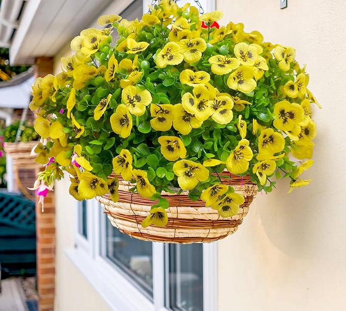 Thinktral Artificial Flowers for Outdoors Fake Plants, 12pcs Fake Flowers Artificial Plants Outdoor UV Resistant,Silk Faux Flowers Shrubs Greenery Plants for Porch Garden Patio Window Box Decor
