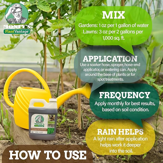 PlantVantage Liquid Soil Conditioner with Humic Acid – Soil Activator for Plants, Organic Amendment for All Soil Types, Improves Plant Nutrients Uptake, Moisture Retention & Microbial Activity – 32 oz