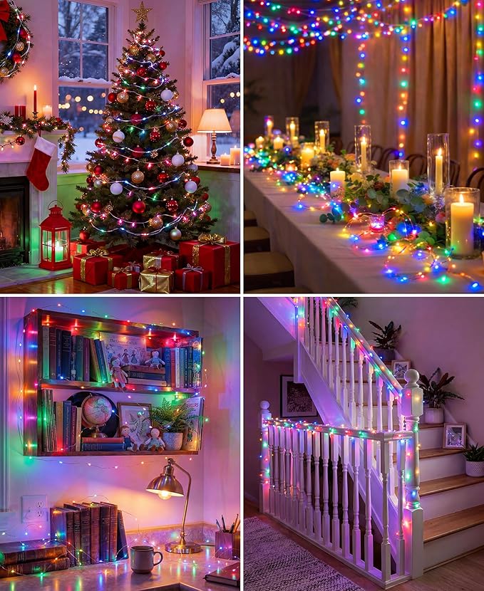 Plug-in Fairy Lights, 33 Ft 100 LED String Light with Remote, 8 Modes, Timer and Dimming Twinkle Lights for Indoor, Bedroom, Party, Decoration, Holiday, Multi-Colored