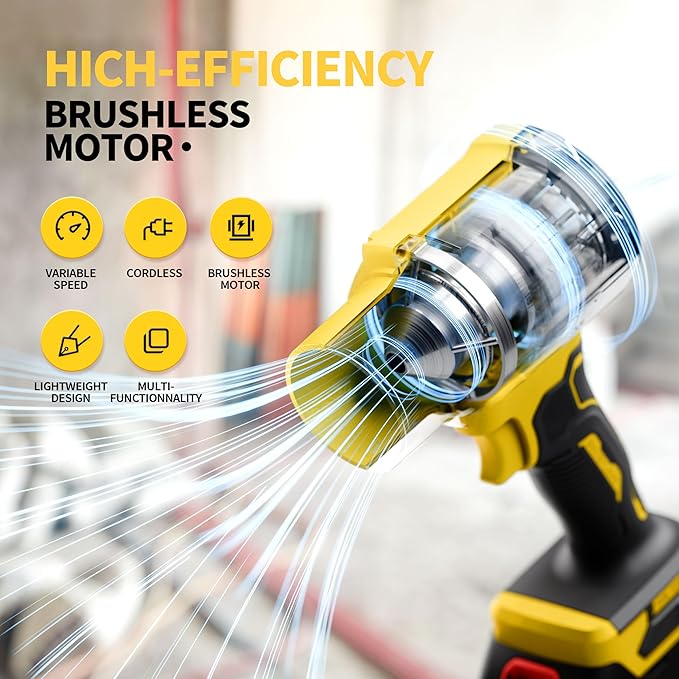 Leaf Blower Cordless, Extended Nozzle, 2 x Batteries, 1x Charger Lightweight Handheld Design, Blower for Patio Cleaning, Car Blowing Water, Blowing Leaves and Dust
