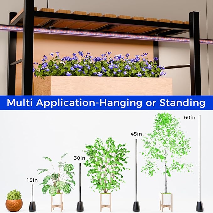 Standing Grow Light with Timer 2PC, 192 LEDs, 65 Inch Full Spectrum Vertical Plant Lamp for Indoor, 3 Light Modes, 5 Level Dimmable Floor Grow Light, Mimic Sunlight for Greenhouse/Garden