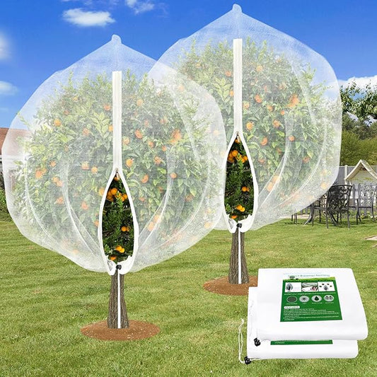 2PCS Fruit Tree Netting with Drawstring and Zipper, 6 * 6FT Garden Netting for Garden Protection, Insect Bird Netting for Fruit Trees, Protection from Anti Birds, Bugs,Cicadas, Insects