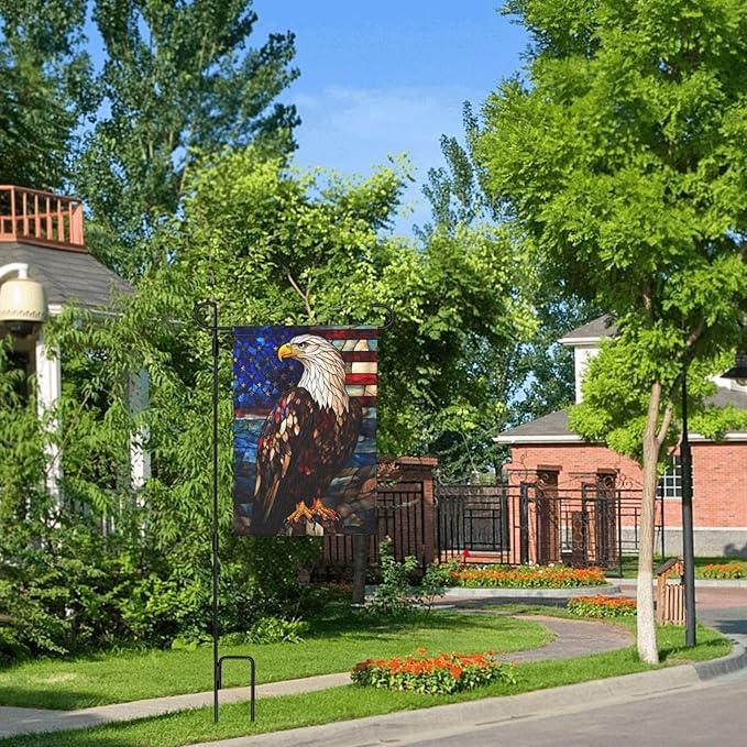 Glass Print Garden Flag 12x18 Inch Double Sided All-Weather Polyester Outdoor Flag For Patio Lawn Yard And Garden Welcome Decor