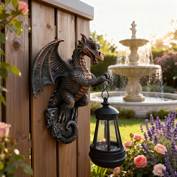 Dragon Tree Hugger with Solar Lantern Dragon Lamp Decor Garden Statue Outside Outdoor Yard Unique Gifts for Mom Women Grandma
