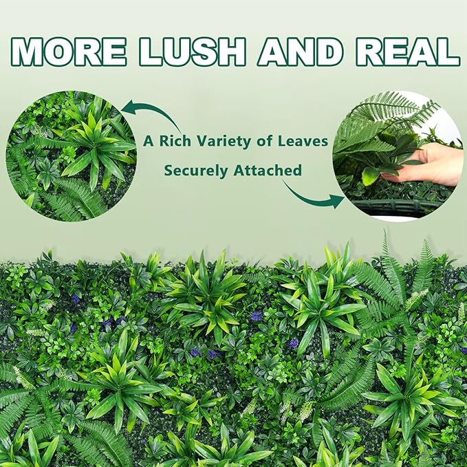 Yangrass Greenery Grass Wall Panels, 40"x120" (33.33 sqft) Artificial Outdoor Ivy Privacy Fence Screen, UV-Anti Faux Boxwood Roll Grass Wall Panels for Garden Patio Balcony Decor