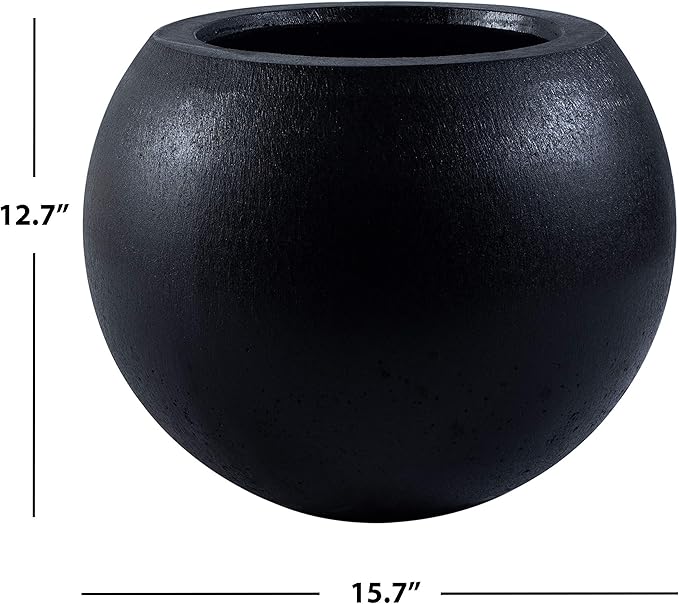 Safavieh Outdoor Collection Gerand Black Concrete Planter (Fully Assembled)