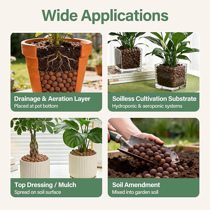 Halatool 4LB Leca Clay Pebbles for Plants 4mm-16mm Lightweight Clay Balls 100% Natural Hydro Balls for Aquarium Potted Plants Hydroponic Growing Gardening Orchids Drainage Decoration Aquaponics