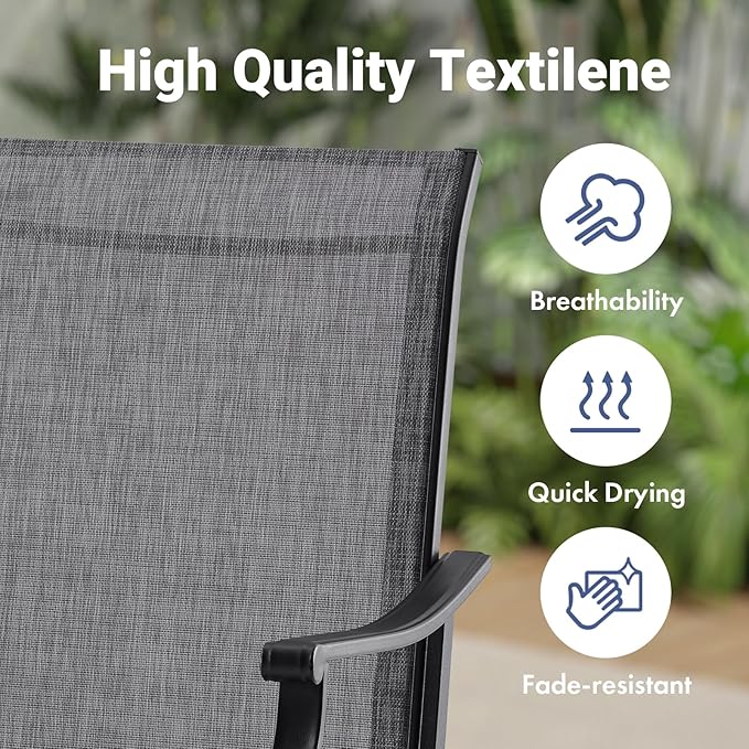 Soohow Outdoor Dining Chairs Set of 4, 360°Swivel Patio Dining Chair with Textilene Fabric, Outdoor Metal Armchair All Weather Resistant, Ergonomic Comfort, Perfect for Patio, Backyard, Balcony