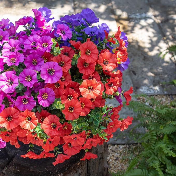 VDVST Artificial Flowers for Outdoors,UV Resistant Artificial Outdoor Flowers,Not-Fading Faux Flowers for Outdoor Planters for Front Door Porch Yard Patio Garden Home Decor,12 Bundles Mix 3 Colors