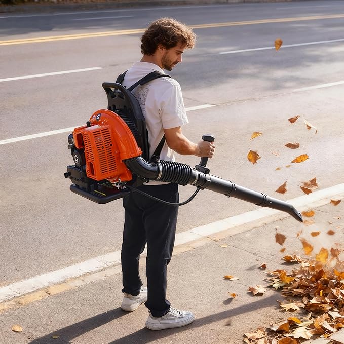 66CC Backpack Blower, 4-HP 2-Cycle Gas Leaf Blower with 880 CFM & 320 MPH, Backpack Leaf Blower, Powerful Clearing Performance for Wet Leaf & Debris Clean & Snow Removal