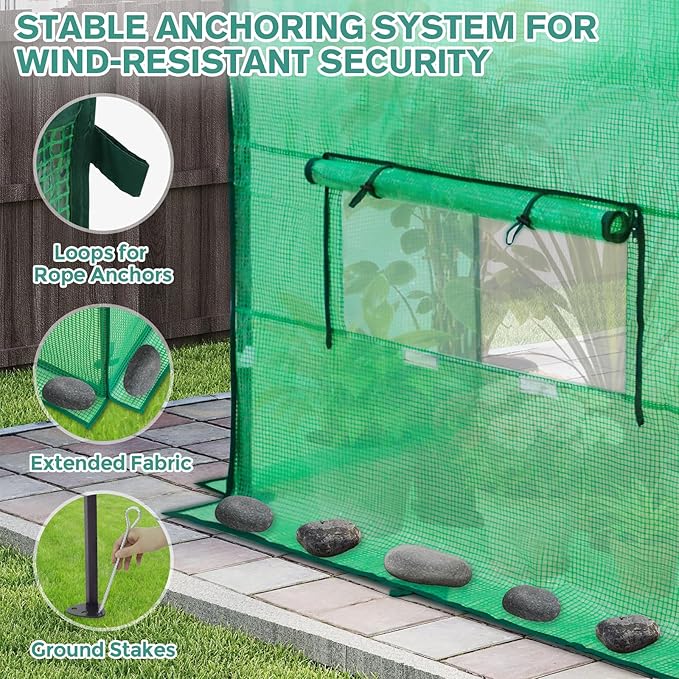 COOS BAY 6x6 FT Pop up Greenhouse Outdoor, Walk in Green House with Power Access Openings, Zippered Doors & Windows, Durable PE Cover, Green