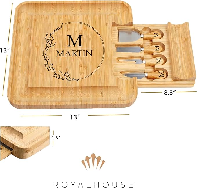 Personalized Cheese Board, Custom Bamboo Engraved Customized Gifts Bridal Shower Gifts Perfect for Personalized Wedding