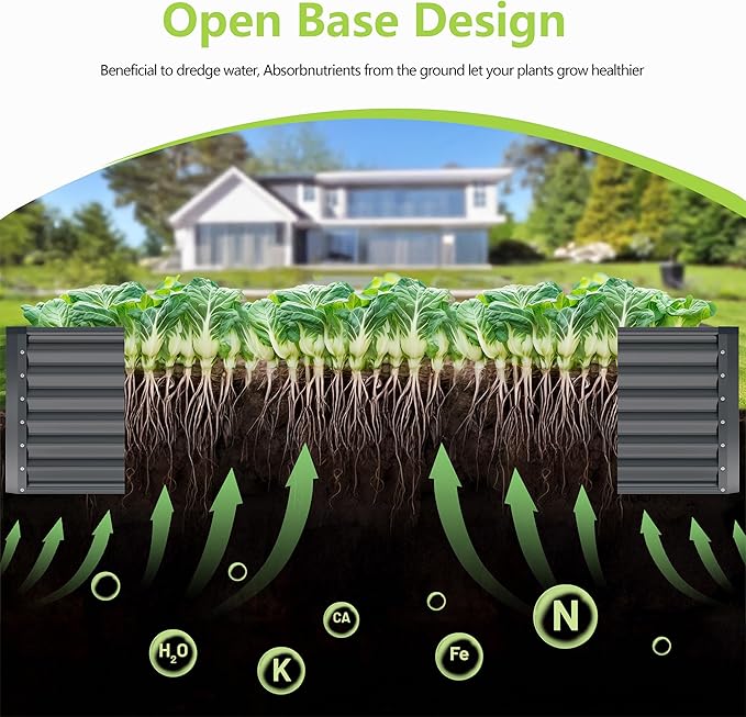 6x3x2FT Galvanized Raised Garden Bed Kit, Galvanized Planter Raised Garden Boxes Outdoor, Large Metal Raised Garden Beds for Vegetables-Grey