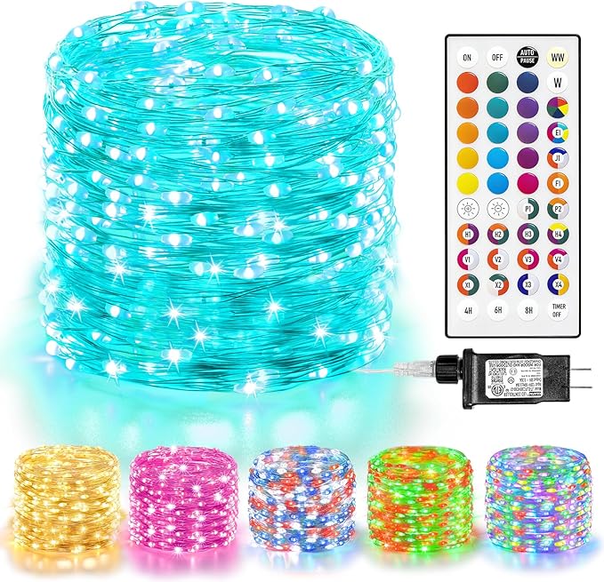 LitHome Led Christmas Fairy Lights Plug in, 200LED 66FT Color Changing Fairy Lights with Remote, 9 Modes Led Christmas Lights Indoor, Easter Pastel Fairy String Lights Twinkle for Party Easter Decor