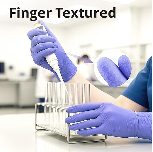 Disposable Nitrile Exam Gloves, 3mil, Large, Box of 100, Violet Nitrile Gloves Disposable Latex Free for Medical, Cleaning, Cooking & Esthetician, Food-Safe, Powder-Free, Purple