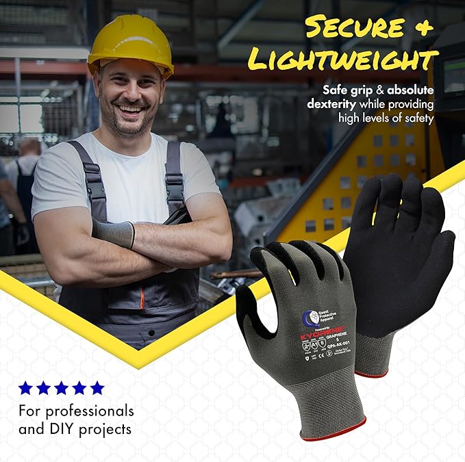 Quest Protective Apparel Cut Resistant Work Gloves (ANSI A1) – Lightweight Graphene Gloves for Gardening,DIY, Mechanical & General Handling – Breathable Grip Gloves for Men & Women – Small, Case of 72