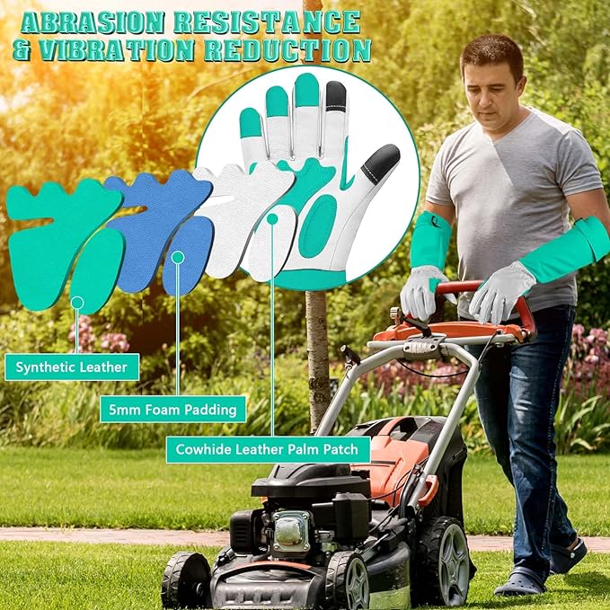 SLARMOR Long-Gardening-Gloves for Women/Men - Thorn Proof Rose Pruning Gloves Heavy Duty Gauntlet, Best Garden Gifts for Gardener-S