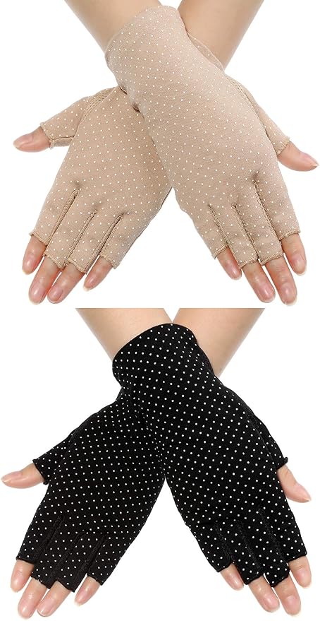 Maxdot Sun Gloves for Women UV Protection Fingerless Non Slip Sunscreen Driving Gloves for Summer Outdoor