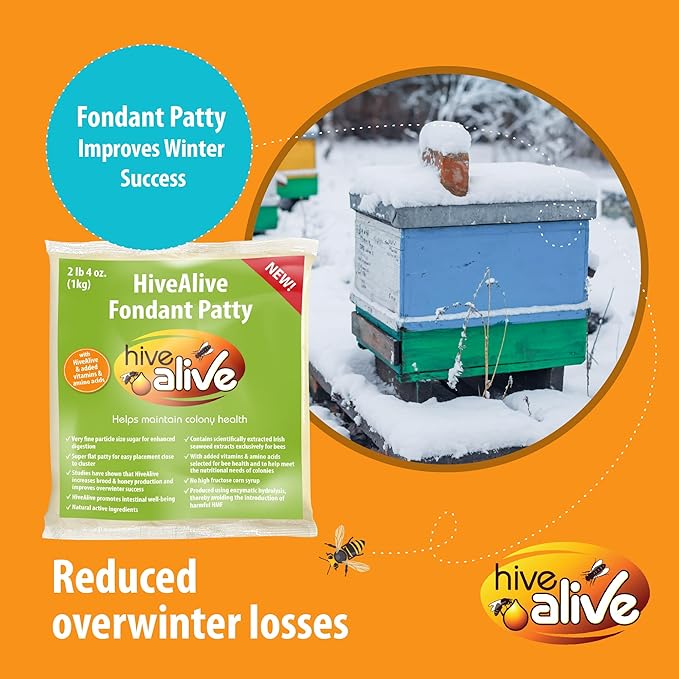 Hive Alive Fondant Bee Food Supplement – Easy to Use Feed Enhancer Prevents Starvation During Overwintering – Only Fondant with Hive Alive Proven to Increase Bee Gut Health and Boost Production-15Pack