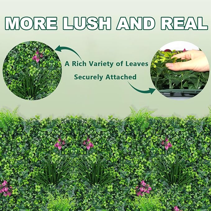 Yangrass Artificial Boxwood Wall Roll, 40"x120" (33.33 sqft) Grass Wall Panels with Mint Plant Leaves, Greenery Backdrop Privacy Screen with UV Protection, Green Grass Wall for Indoor Outdoor Decor